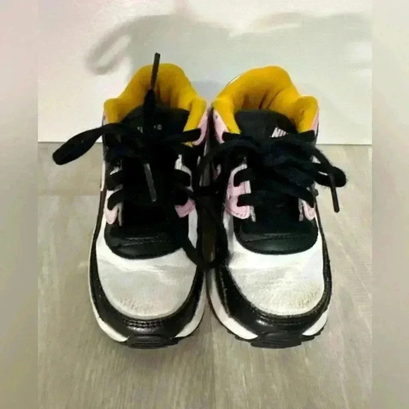 Nike Air Max 90 Toddler Shoes Black Pink White Yellow TD 9C CD6868 007 - Picture 4 of 6
